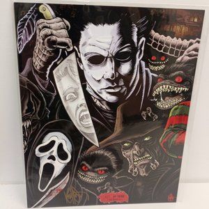 Horror Villains Art Print - Black, White, Red